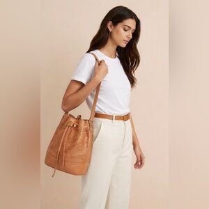 Y2K Vintage Cute Leather Bucket Style Bag, Hand Made In Paraguay